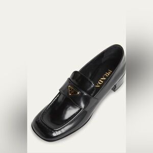 PRADA Women’s Triangle Logo Leather Pumps Loafers